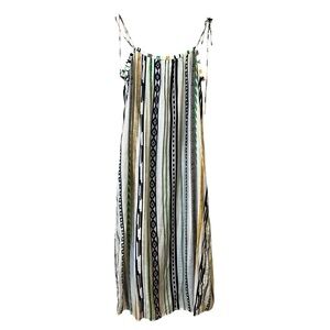Maria Cher Ava Midi Dress White Green Southwest Aztec Print Size Medium Beach